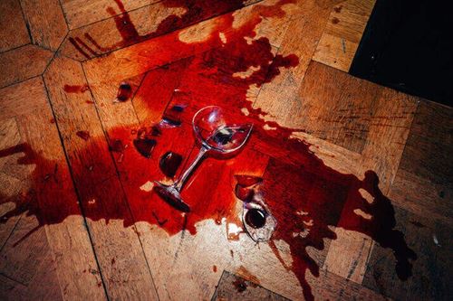 A glass with blood on the floor

AI-generated content may be incorrect.